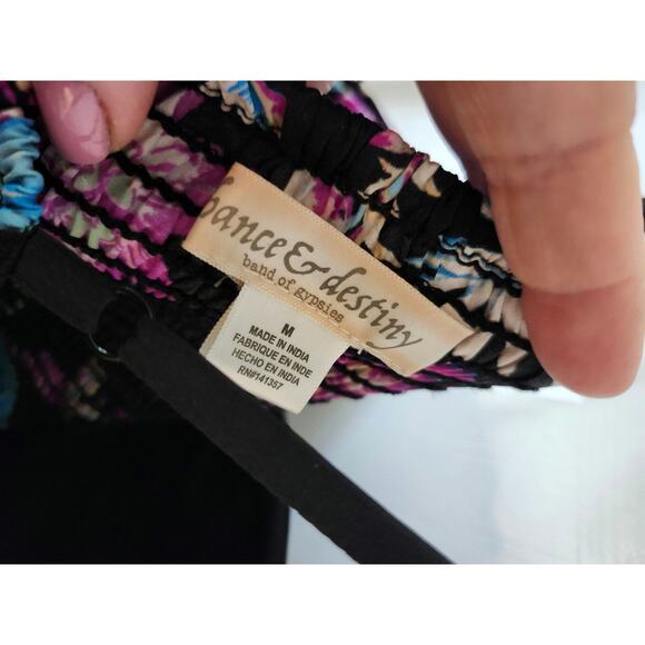 Chance Destiny Medium Black Tropical Spaghetti Strap Dress Neon Ruffle - Picture 6 of 11